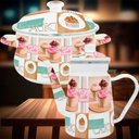 Ver imagem 5 de Kit Panela Caçarola Bule Cake Esmaltados Vintage com Indução