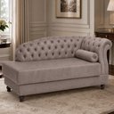 Ver imagem 3 de Sofá com Chaise Pomme 1 Lugar Fixo 160cm Café Veludo Sallar Home