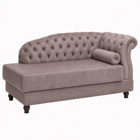 Sofá com Chaise Pomme 1 Lugar Fixo 160cm Café Veludo Sallar Home