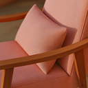 Ver imagem 2 de Poltrona Aurora Linho com Almofada Estofada Decorativa Recepção de Escritório Confortável:rose