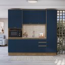Ver imagem 1 de Cozinha Compacta com Kit Forno Celeste Kappesberg 100% Mdf Nogueira/azul 240cm