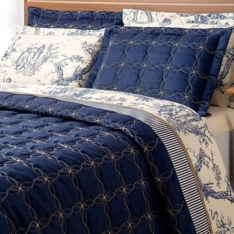 Cobre Leito Divine Micropercal 180 fios 3 peças Queen - Azul