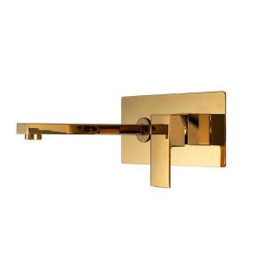 Torneira para banheiro misturador monocomando de parede Santana Pingoo.casa - Dourado
