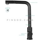 Ver imagem 3 de Torneira para cozinha Gourmet Misturador Monocomando Extensível Gurupi Pingoo.casa - Preto