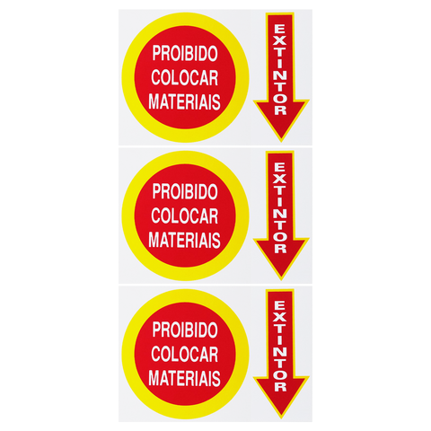 Combo 3 Placas De Sinalização Extintor / Proibido Colocar Materiais 30X20 Acesso - S-210 F9e