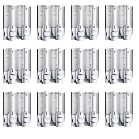 Dispenser Duplo Kit 12 Unidades Sabonete Liquido Shampoo Alcool em Gel Banheiro Casa Hotel Restauran