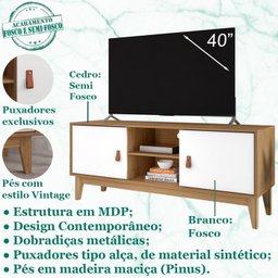 Rack Bancada Para Tv 40 Pol 135 Cm 011095 Cedro Branco DCASA - 3