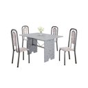 Ver imagem 2 de Conjunto de Mesa Tubular com 4 Cadeiras Lara Prata/Bege