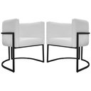Ver imagem 4 de Kit 2 Poltronas Recepção Luna Base de Ferro Preta - Branco Corino