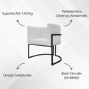 Ver imagem 2 de Kit 2 Poltronas Recepção Luna Base de Ferro Preta - Branco Corino