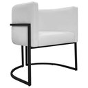 Ver imagem 6 de Kit 2 Poltronas Recepção Luna Base de Ferro Preta - Branco Corino