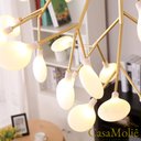 Ver imagem 3 de Lustre Led Folhas Moderno 135w 70cm Dourado C/ Controle