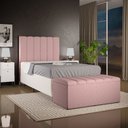 Ver imagem 1 de Kit Cabeceira Cama Box Solteiro 100cm e Calçadeira Recamier Baú Dália W01 Linho Rosa - Lyam Decor