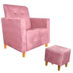 Poltrona Amamentação Gaby Pés Palito + Puff Rosa - 3