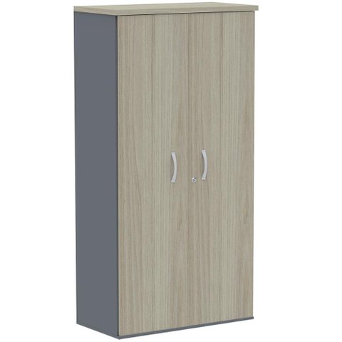 Armário Alto PE25 Pandin 79,20 cm (largura) MDP Cor Nogueira CasaBlanca e Grafito com Duas portas