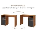Ver imagem 7 de Escrivaninha Mesa Escritório Compacta para Home Office com com Chave e 1 Gaveta 1 Porta 1 Nicho 110cm Freijó E Preto