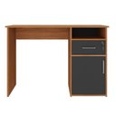 Ver imagem 3 de Escrivaninha Mesa Escritório Compacta para Home Office com com Chave e 1 Gaveta 1 Porta 1 Nicho 110cm Freijó E Preto