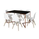 Ver imagem 2 de Mesa Jantar Industrial Retangular Preta 137x90cm Base V Cobre com 6 Cadeiras Eames Eiffel Brancas Ma