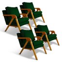 Ver imagem 3 de Kit 4 Poltrona Sala Decorativa Stella Estofada Veludo Verde Base Madeira Castanho - Arkell
