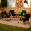 Ver imagem 5 de Kit 4 Poltrona Sala Decorativa Stella Estofada Veludo Verde Base Madeira Castanho - Arkell