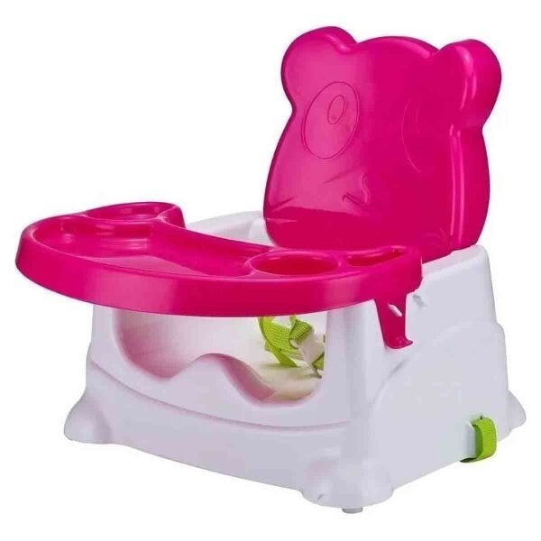 Cadeira alimentaçao de bebê booster portátil urso:Rosa