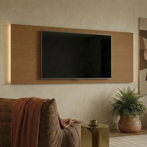 Painel para TV até 70 Polegadas com LED 2,18m Shop Cedro Frj Ac - Olivar Móveis