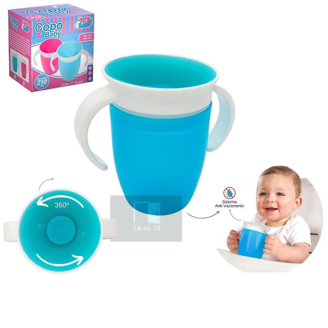 Copo 360 Anti-vazamento Treinamento e Transição Bebe Azul | MadeiraMadeira