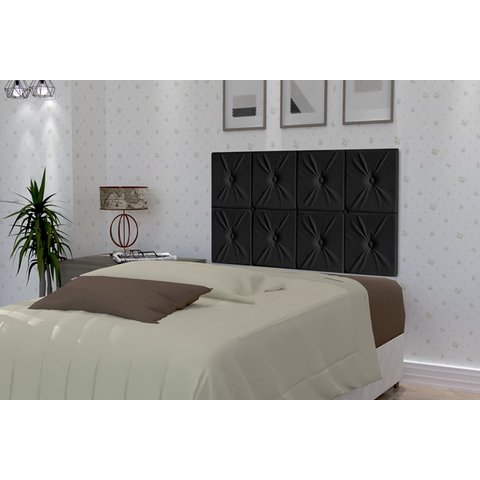 Painel de Cama Box Botão Solteiro 90 Elegance Cor Preto - Comprar Móveis em Casa