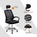 Ver mais imagens de Kit 10 Cadeiras Escritório Diretor Mesh Encosto de Cabeça - Preto