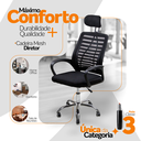 Ver imagem 4 de Kit 10 Cadeiras Escritório Diretor Mesh Encosto de Cabeça - Preto