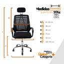 Ver imagem 6 de Kit 10 Cadeiras Escritório Diretor Mesh Encosto de Cabeça - Preto