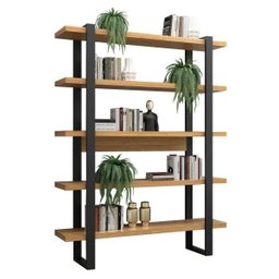 Estante Estilo Industrial 1,35m 5 Prateleiras F10 Pradel Móveis-freijó/preto Fosco - 3