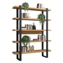 Ver imagem 3 de Estante Estilo Industrial 1,35m 5 Prateleiras F10 Pradel Móveis-freijó/preto Fosco