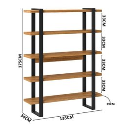 Estante Estilo Industrial 1,35m 5 Prateleiras F10 Pradel Móveis-freijó/preto Fosco - 4