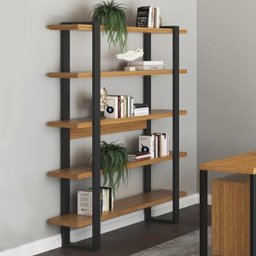 Estante Estilo Industrial 1,35m 5 Prateleiras F10 Pradel Móveis-freijó/preto Fosco - 2