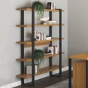 Ver imagem 2 de Estante Estilo Industrial 1,35m 5 Prateleiras F10 Pradel Móveis-freijó/preto Fosco