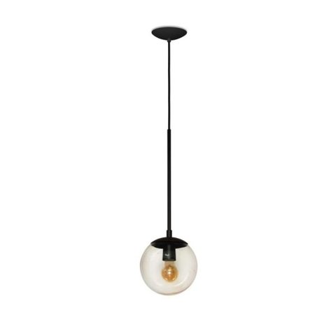 Luminária Pendente Glass Metal Vidro 25cm Preto Spotline