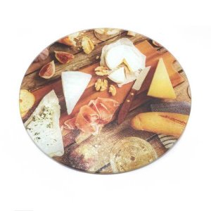 Tábua De Corte Para Queijo Vidro Redondo 25 Cm