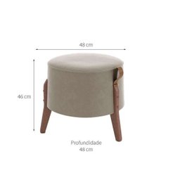 Puff Roma Cinza e Marrom Linhão com Alça em Couro - Tebarrot - 5