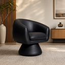 Ver imagem 1 de Poltrona Orgânica Giratoria Redonda Sala Venus Confortável Elegante Sapatas Plásticas Courino Preto