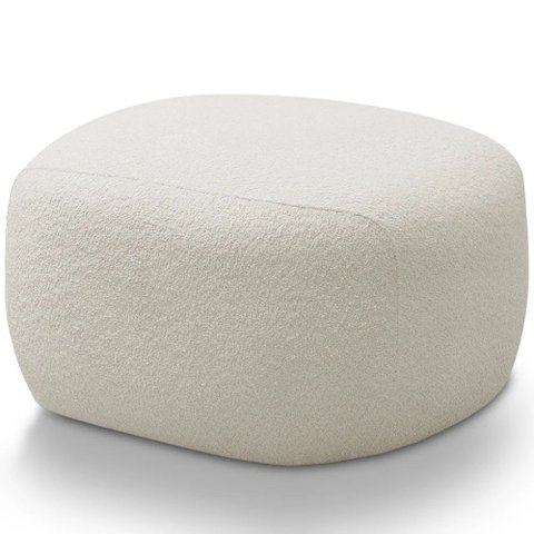 Kit 02 Puffs Decorativo Orgânico para Sala de Estar Living Barolo L06 Bouclê Branco - Lyam Decor
