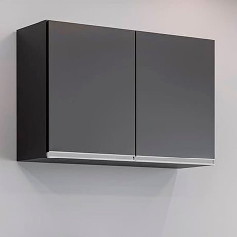 Armário Aéreo Isis 80cm 2 Portas Preto Maderatto Móveis