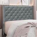Ver imagem 2 de Cabeceira Estofada Casal Tàzio MDF-MDP Veludo Cinza Gran Belo 140cm