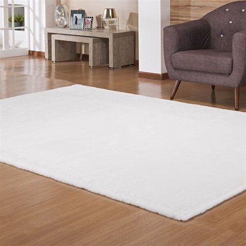 Tapete Pele Bangor 0,50x1,00m Branco - Niazitex