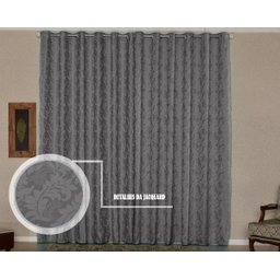 Cortina Sala ou Quarto Jacquard 4M x 2,60M Semi Blackout - Cinza - 1