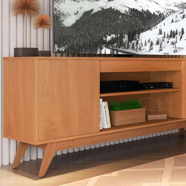 Rack Sala com Prateleiras Nature Malibu Wood Germai - 3