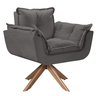 Poltrona Opala Giratória Madeira Suede Cinza - 1