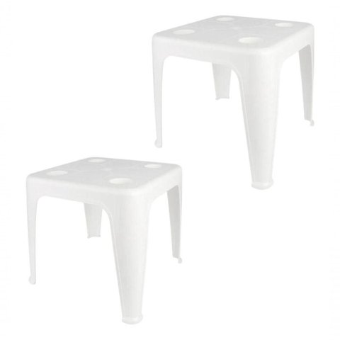 Mesa Quadrada Plástica Apoio Multiuso Porta Copos Mor 02 Und