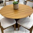 Ver imagem 3 de Conjunto de Jantar Mesa Redonda Mdf e 4 Cadeiras Tela Palha