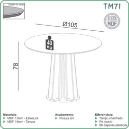Conjunto de Jantar Mesa Redonda Mdf e 4 Cadeiras Tela Palha - 7